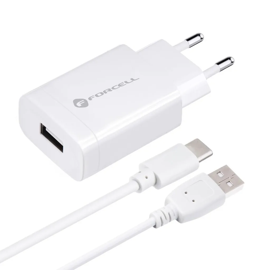 Caricabatterie da rete Forcell con spina USB Type-C 2,4A Funzione Quick Charge 3.0 Sistema di protezione contro il surriscaldamento e gli sbalzi di tensione