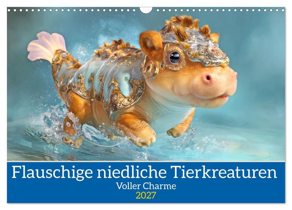 Flauschige niedliche Tierkreaturen - Voller Charme (Wandkalender 2027 DIN A3 quer), CALVENDO Monatskalender