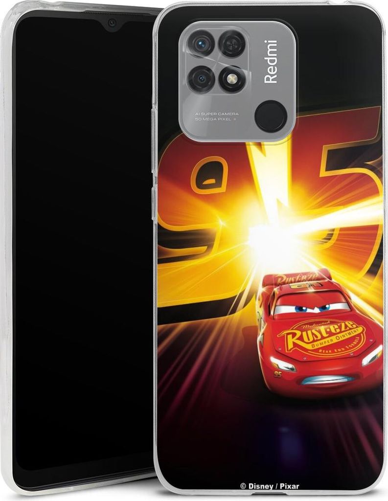 DeinDesign Slim Hülle für Xiaomi Redmi 10C Silikon Case Ultra Dünn Handyhülle Cars Lightning Mcqueen 95 Offizielles Lizenzprodukt