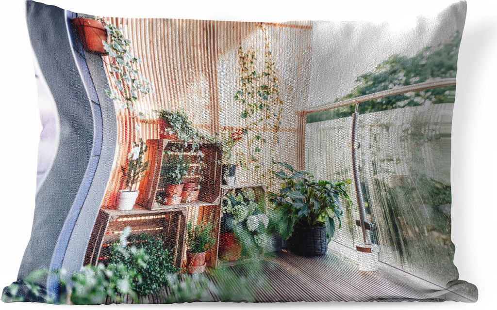 MuchoWow Outdoor Kissen - Pflanzen in einem Schrank - 60x40 cm - Wetterfest - Lounge Kissen - Zierkissen - Kissen für Innenräume