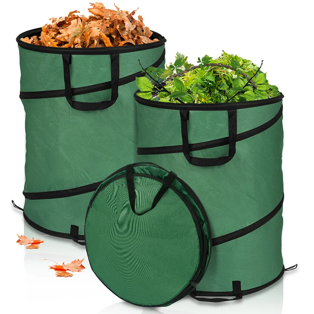 Double Sac à Déchets Verts 170L Popup pour Ramassage Feuilles et Gazon
