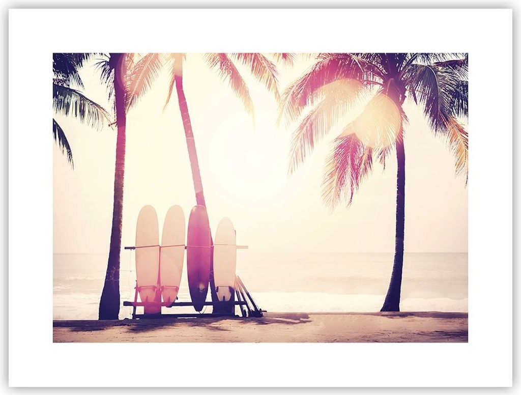 Poster - Poster ohne Rahmen - Fackel Strand Surfen - 40x30 cm - Wand Bild - Wanddeko - Wandbilder - Kunstposter - Wandposter - Bilder - Kunstdruck ...