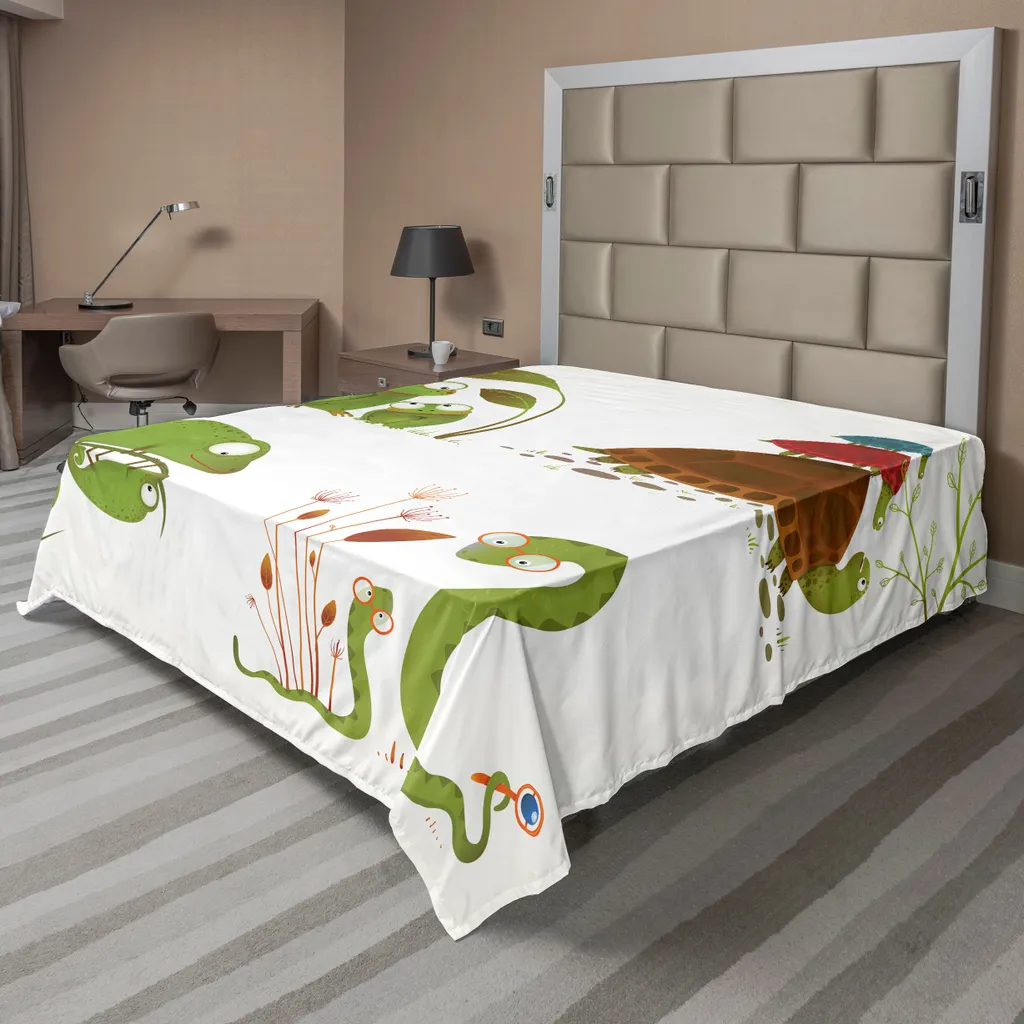 Drap de lit imprimé Reptiles doux 260x228 cm en microfibre résistante