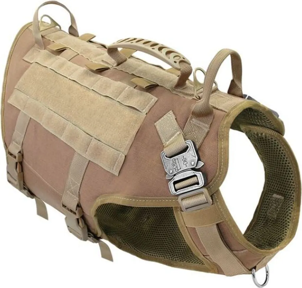 Harnais de Dressage Tactique pour Chien de Grande Taille Marron Robuste