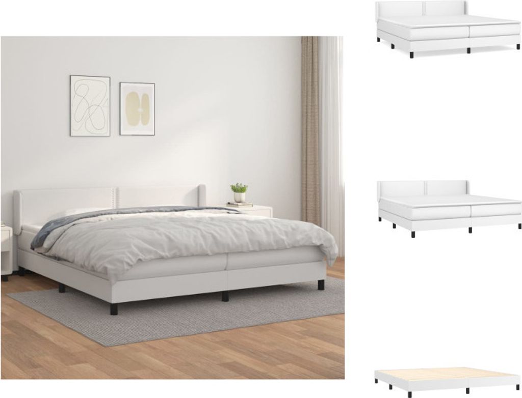 vidaXL Boxspringbett mit Matratze Weiß 200x200 cm Kunstleder - Betten & Bettgestelle