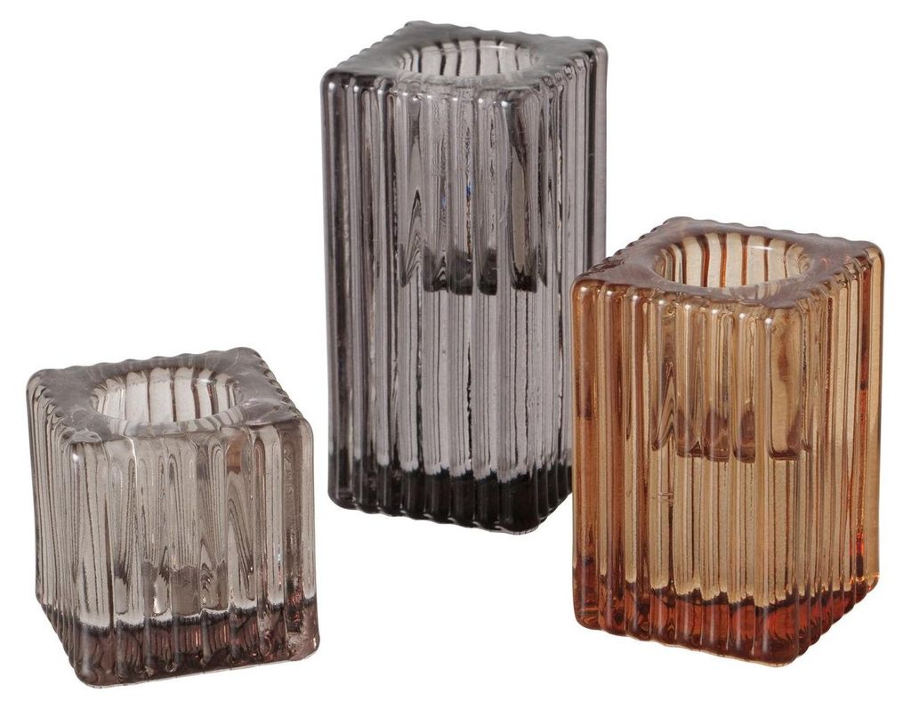 Boltze Home Kerzenständer Glas 3-teiliges Set H4-8cm