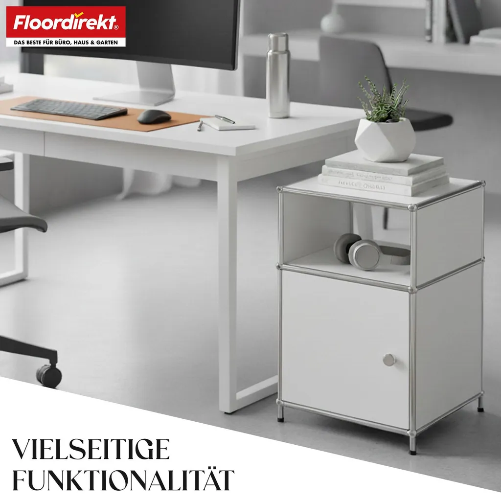Table d'appoint design 40x40x65 cm blanche avec compartiment fermé fixe - 6