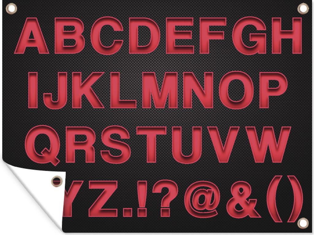 MuchoWow 80x60 cm Outdoor-Poster Gartendeko Sichtschutz Garten Poster für den Garten Rote Buchstaben des Alphabets