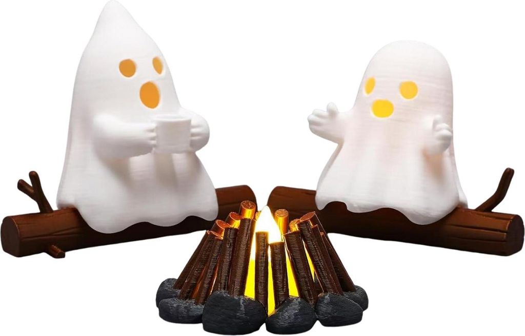 Halloween Geist Lagerfeuer Versammlung Nachtlicht Gruselige Statue Dekoration 3D gedruckt Bücherregal Ornament Home Decor Akzent