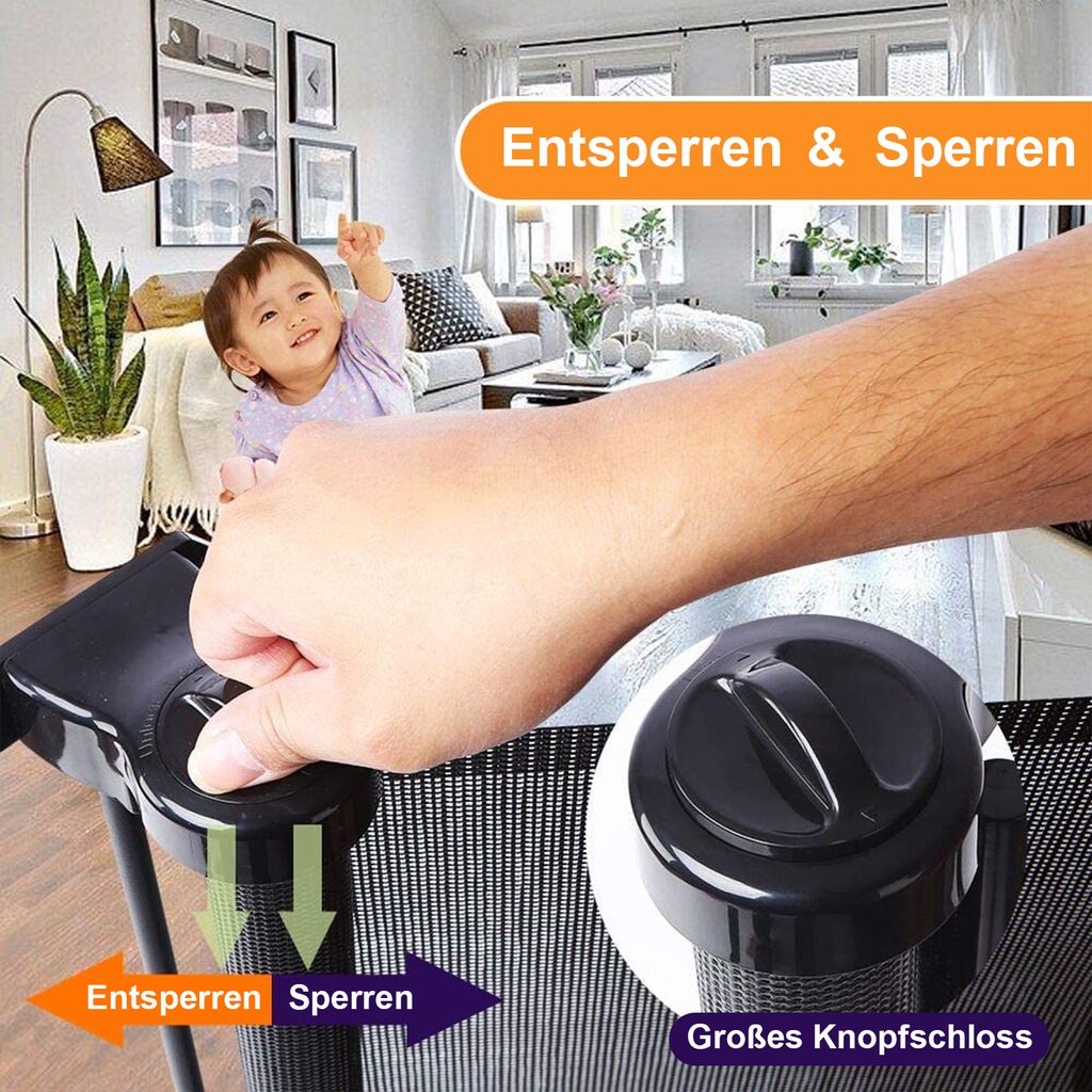 Türschutzgitter, Schwarz 0-150cm Kinderschutzgitter, Produktbild 5