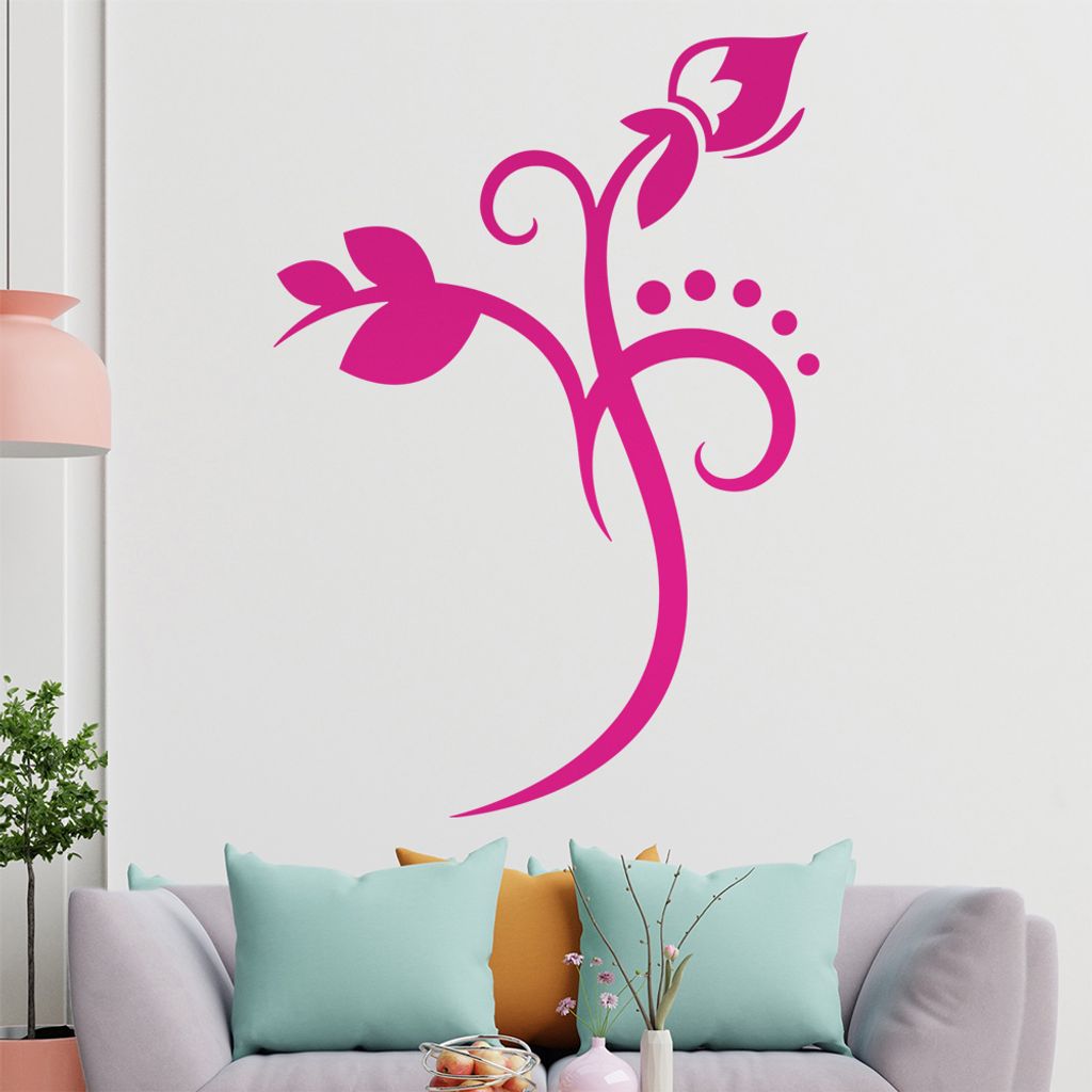 Blume - Linien Punkte Wandtattoo in 6 Größen - Wandaufkleber Wall Sticker - Dekoration, Küche, Wohnzimmer, Schlafzimmer, Badezimmer