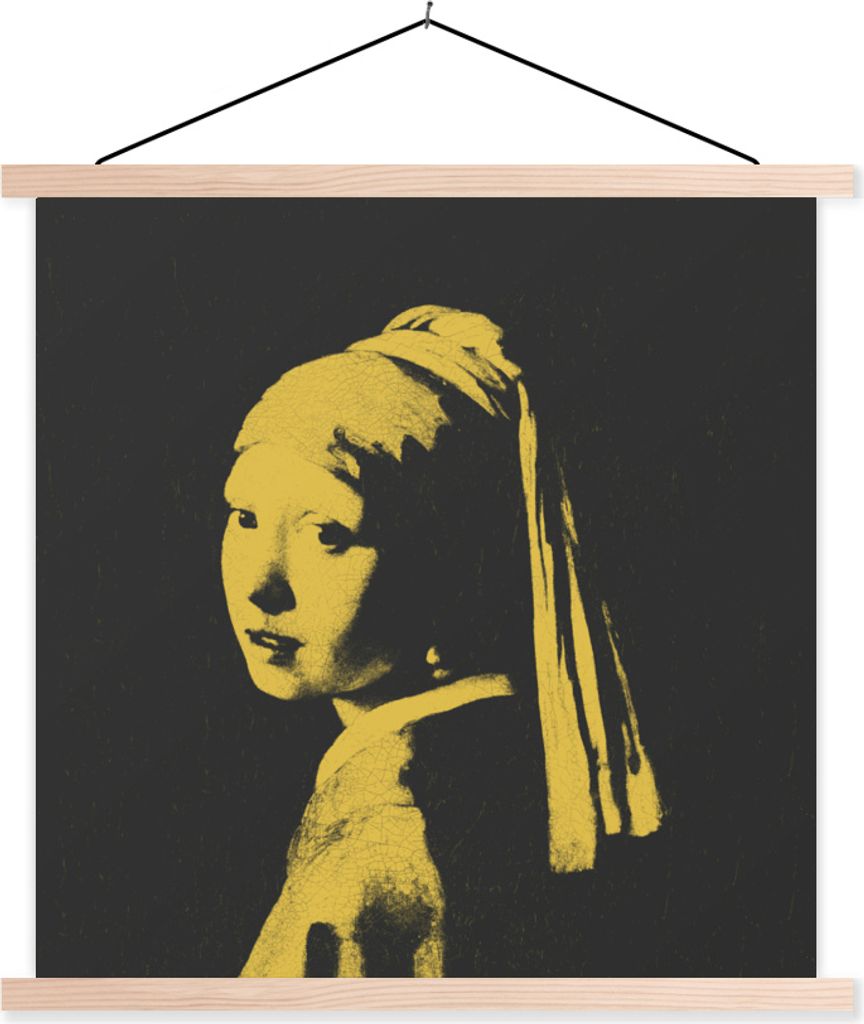 MuchoWow Textilposter Das Mädchen mit dem Perlenohrring - Vermeer - Kunst 60x60 cm mit holzfarbenen Rahmen - Wanddekoration