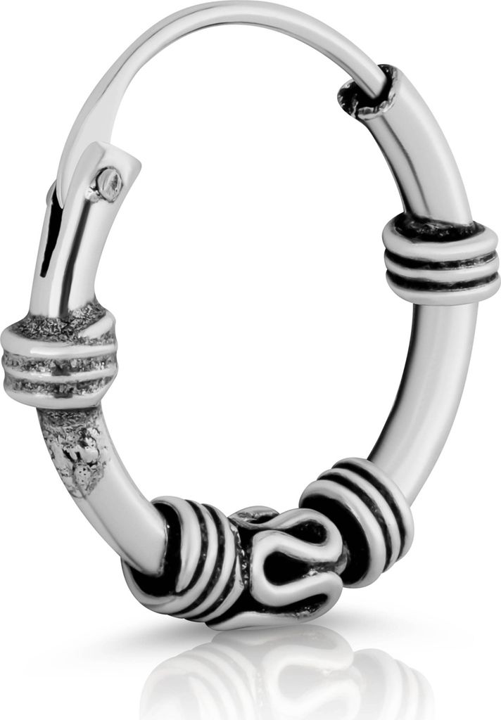 Einzel Ø 12mm Schlangen verziert Creole Keltisch 925 Sterling Silber Gothic 4403
