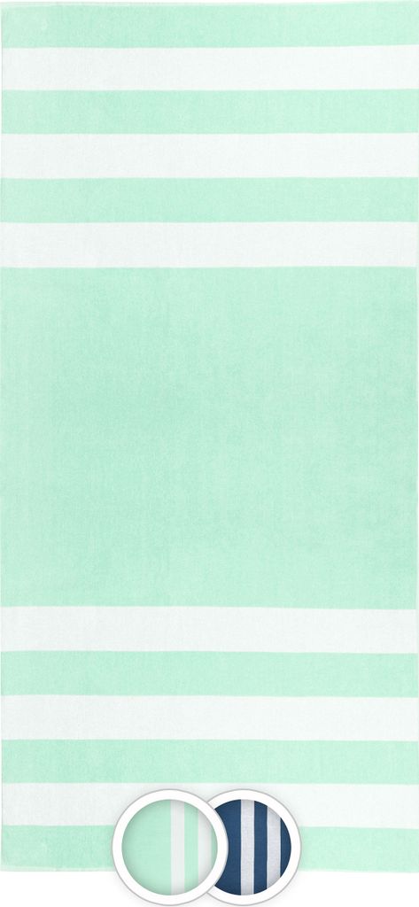 Strandlaken groß 100x200 cm, gestreift, 100 % Baumwolle, mint