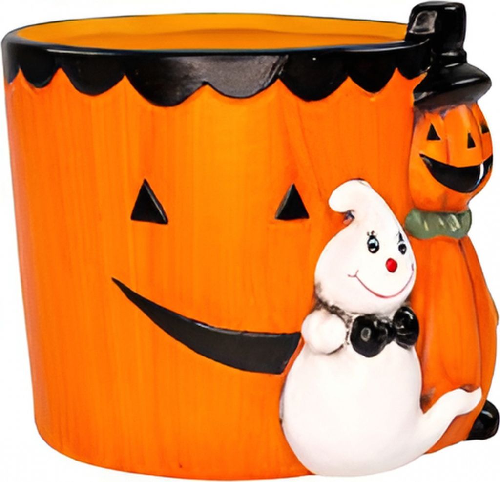 Halloween Kürbis Keramik Pflanzentopf mit Geist