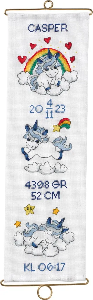 Tableau brodé DIY Permin Casper 14x45 cm kit complet point de croix