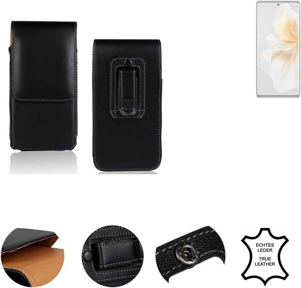 K-S-Trade Holster Gürteltasche Handy Hülle Schutzhülle kompatibel mit Vivo V40 Lite 5G Handyhülle Leder schwarz, 1x