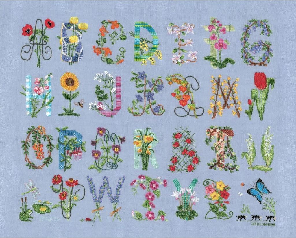 Le Bonheur des Dames Kreuzstich Set "Blumen Sampler", Zählmuster, 32x39cm