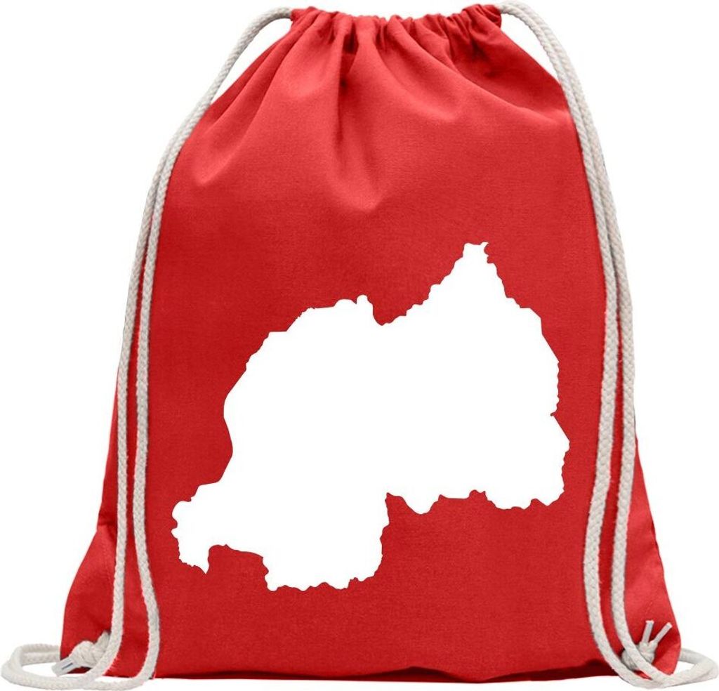 Kiwistar - Turnbeutel - rot - Ruanda Umriss Kontur - Fun Rucksack Sport Beutel Gymsack Baumwolle mit Ziehgurt