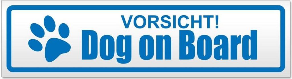 Kiwistar Vorsicht! Dog on Board Magnetschild Schild magnetisch - 30cm Blau - Magnetfolie für Auto PKW Kfz