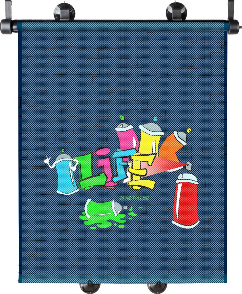 KidsExperts Sonnenrollo Set Graffiti 43 x 52 cm 2 Stück blau, 30292