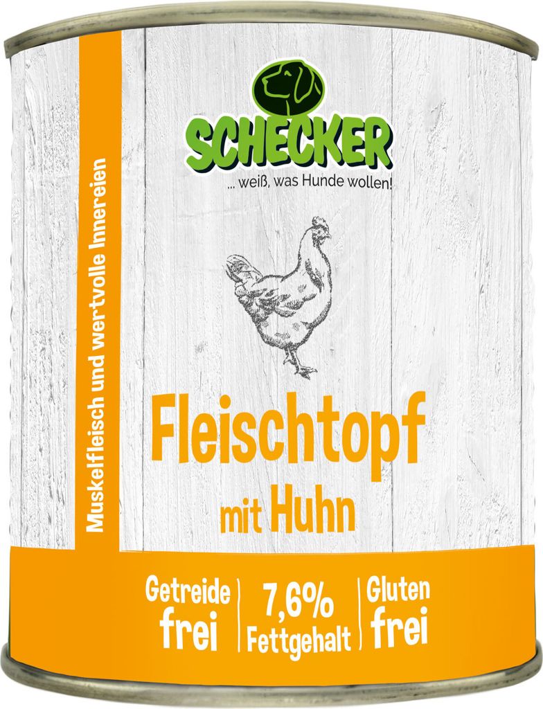 6x820g Schecker Fleischtopf mit Huhn - getreidefrei - glutenfrei - in Deutschland herstellt