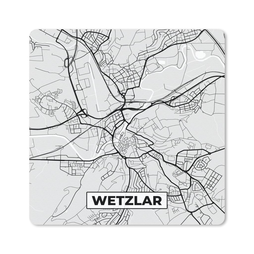 MuchoWow Mauspad Mousepad Karte - Deutschland - Stadtplan - Wetzlar 30x30 cm - Mousepads - Maus Mat - Pad - Mausunterlage - Gaming