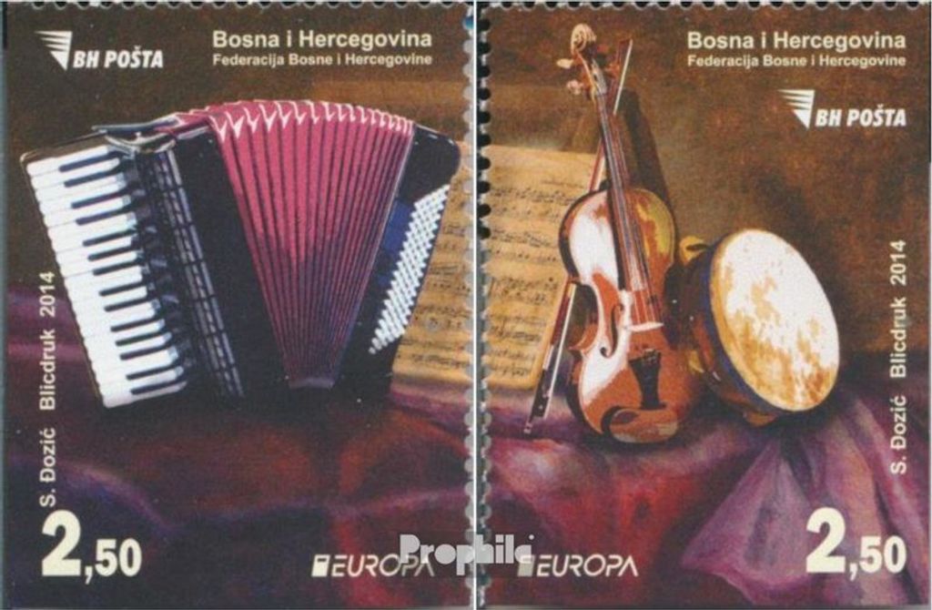 Briefmarken Bosnien-Herzegowina 2014 Mi 638E-639E (kompl.Ausg.) postfrisch Volksmusikinstrumente