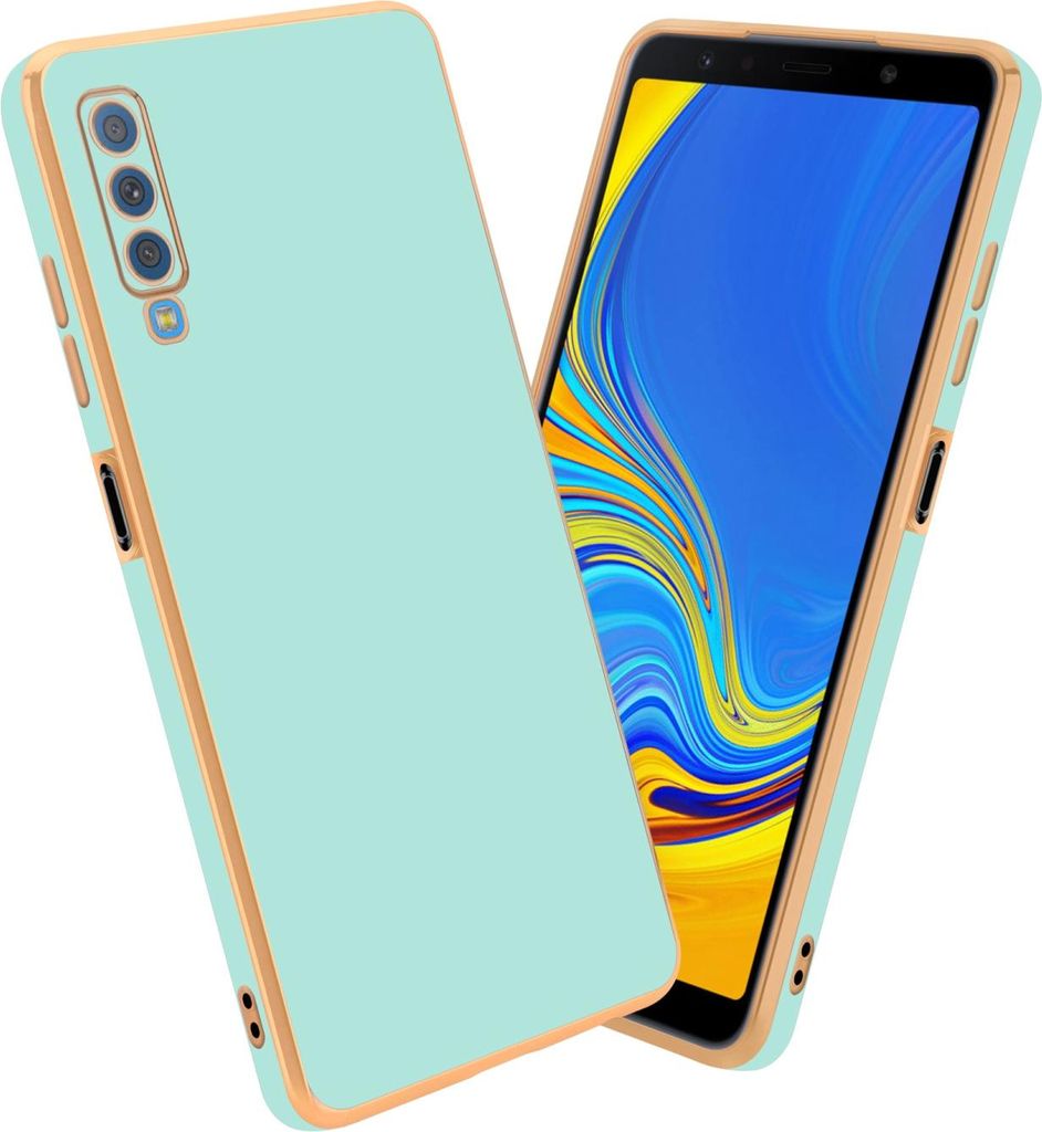 Cadorabo Schutzhülle für Samsung Galaxy A7 2018 Hülle in Grün Handyhülle TPU Silikon Kameraschutz Etui Case
