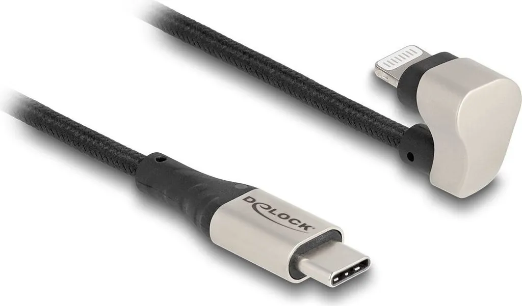 Cavo iPhone Lungo 2 Metri Delock | USB-C Lightning Grigio/Nero