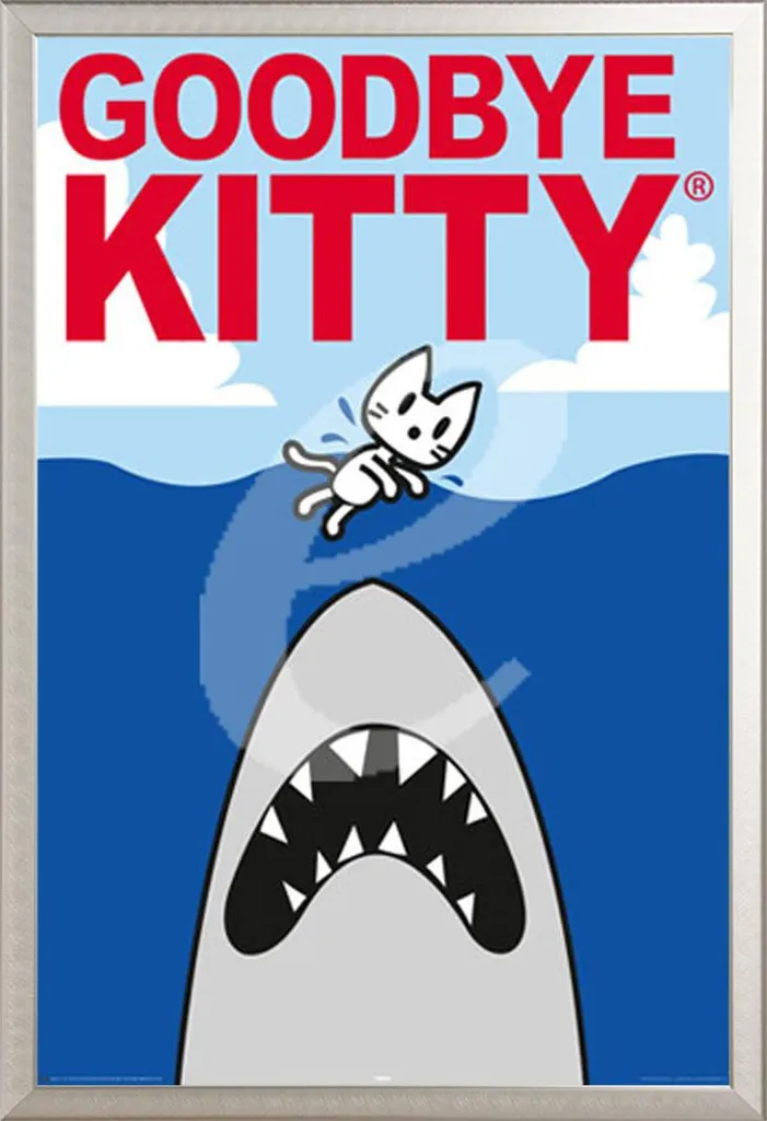 Poster Goodbye Kitty Shark : Cadre aluminium Shinsuke et vitre acrylique