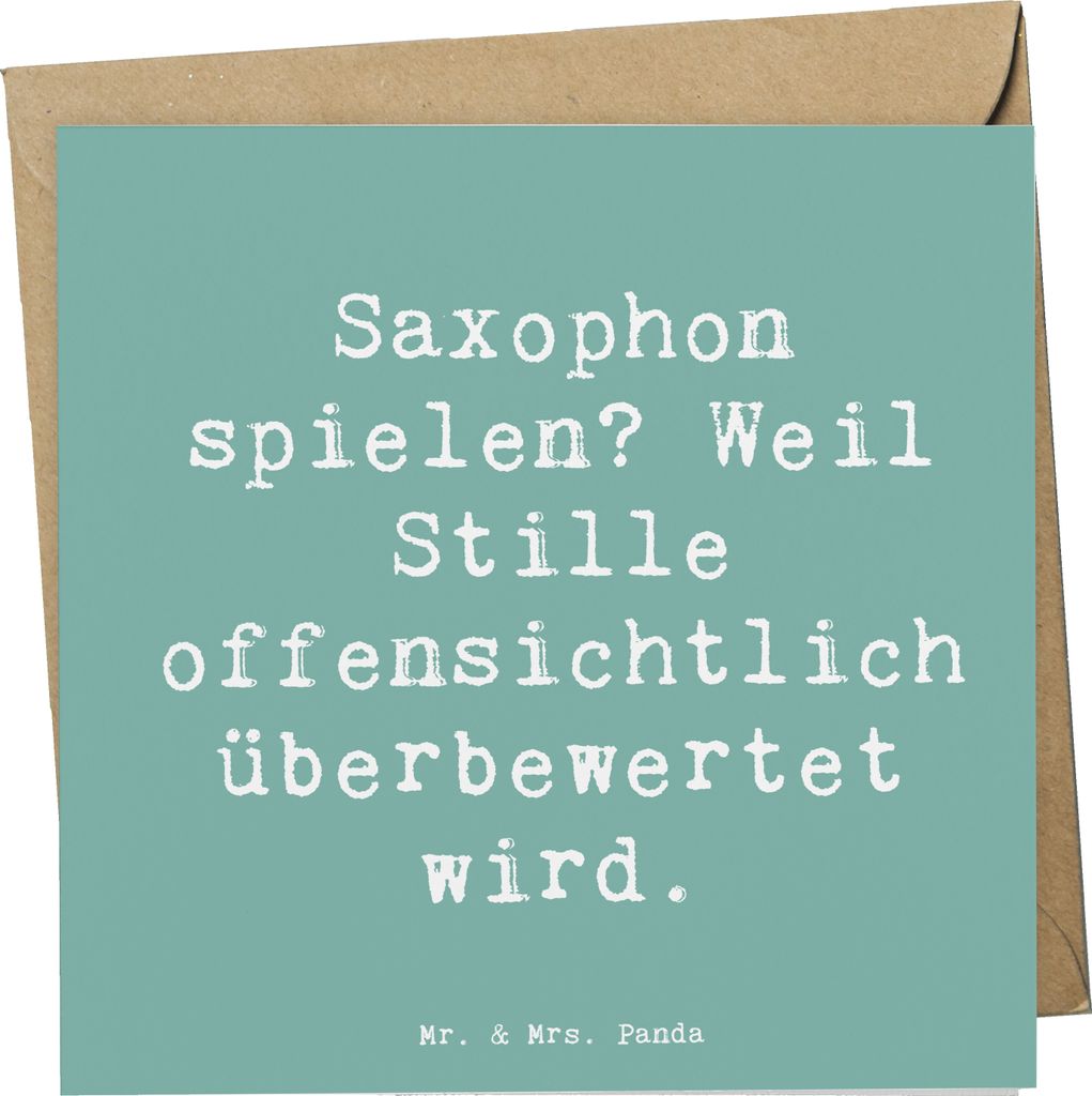 Mr. & Mrs. Panda Grußkarte Spruch Saxophon Leidenschaft - Meeresbrise - Geschenk, Pop, Blues, Glückwunschkarte, Melodie, Musikinstrument, Lernen,...