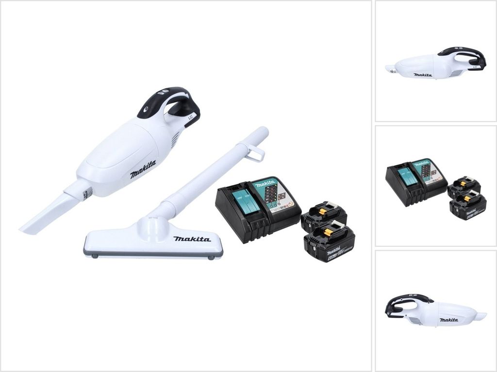 Makita DCL 181 FRGW Akku Staubsauger 18 V Weiß + 2x Akku 6,0 Ah + Ladegerät