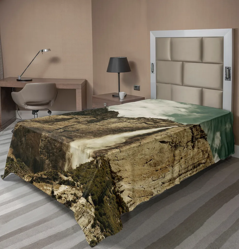 Lenzuolo Arredo Yosemite California ABAKUHAUS 190x100cm Verde Marrone