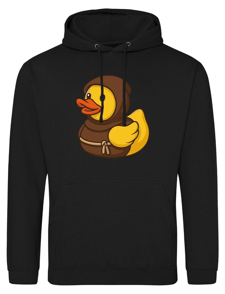 Huuraa Uni Hoodie Quietscheente Mönch Gummiente Kloster S Deep Black Vegan Sweatshirt Geschenkidee