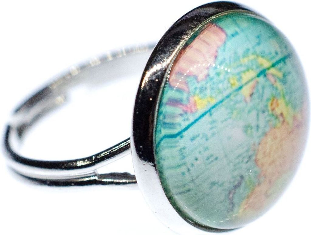 Cabochon Ring Globus Weltkarte Welt Landkarte Geographie Miniblings Weltall Blau