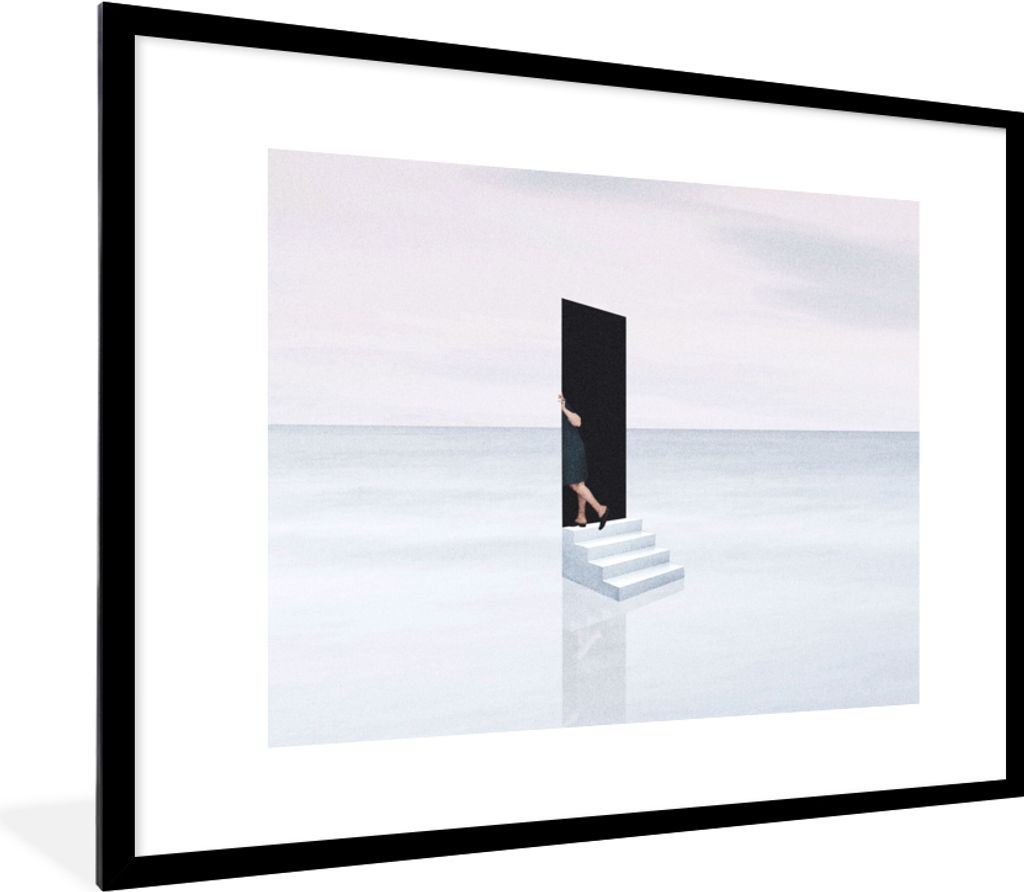 MuchoWow Gerahmtes Poster Vintage - Tür - Abstrakt 80x60 cm - Poster mit Schwarzem Bilderrahmen Wandposter Rahmen Foto Bilder - Schlafzimmer-Dek...
