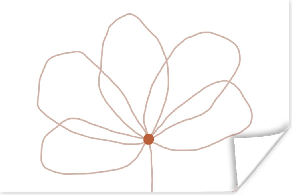 MuchoWow Poster Blume - Strichzeichnung - Natur 90x60 cm - Schlafzimmer