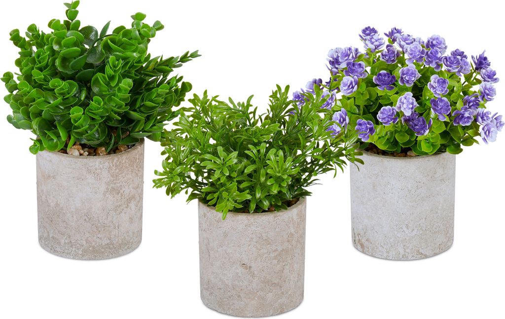 Lot de 3 plantes artificielles Relaxdays, assortiment de Image du produit 