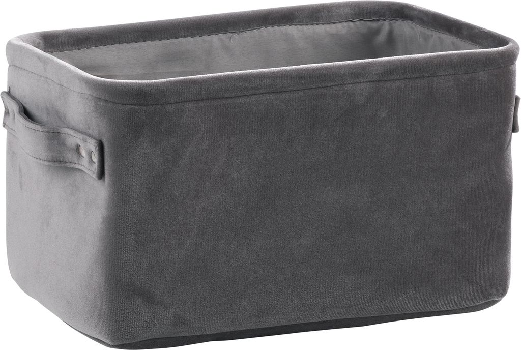 Aufbewahrungskorb - 30 x 21 cm - Grau - Samt - mit Griffen