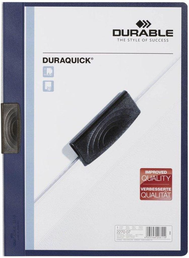 Dauerhafte Klemmapackung, bis 20 A4-Seiten, dunkelblau, Produktbild 