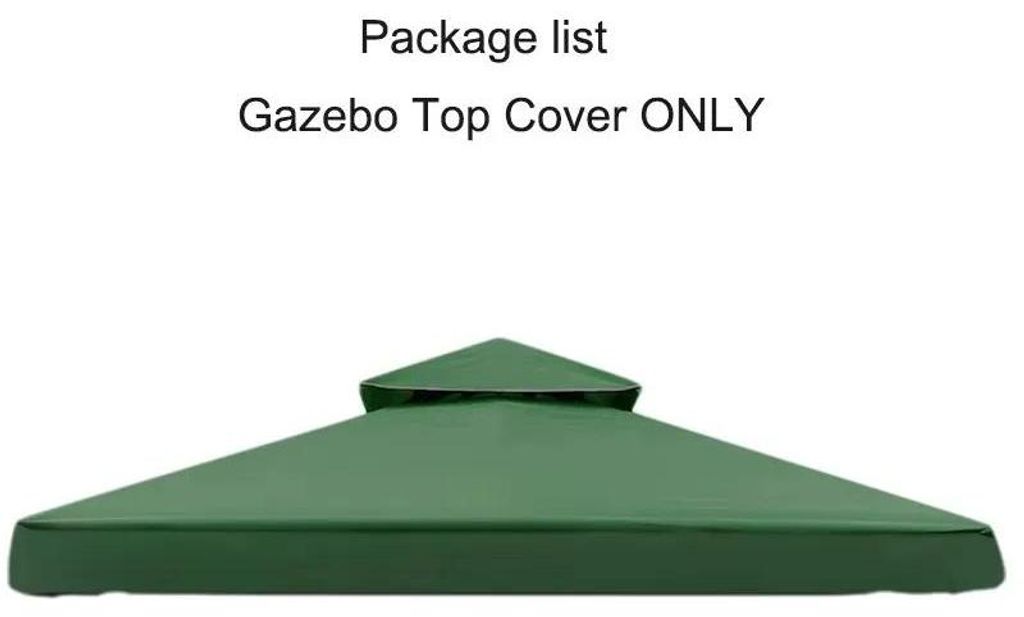 Pavillon Ersatzdach - 3 x 3 m Doppeldach - Wasserdicht - PA-beschichtetes Oxford - Verstärkt - Grün