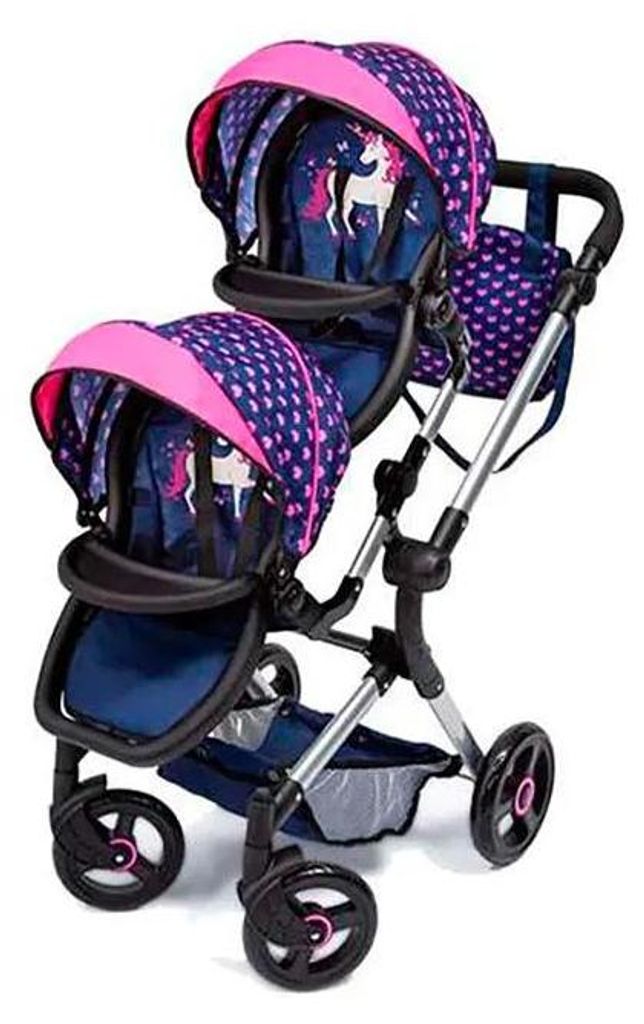 Poussette Double Bayer Design Pour Poupées – Pliable, Réglable, Avec Panier Et Sac – Compatible Siège Auto EasyGo