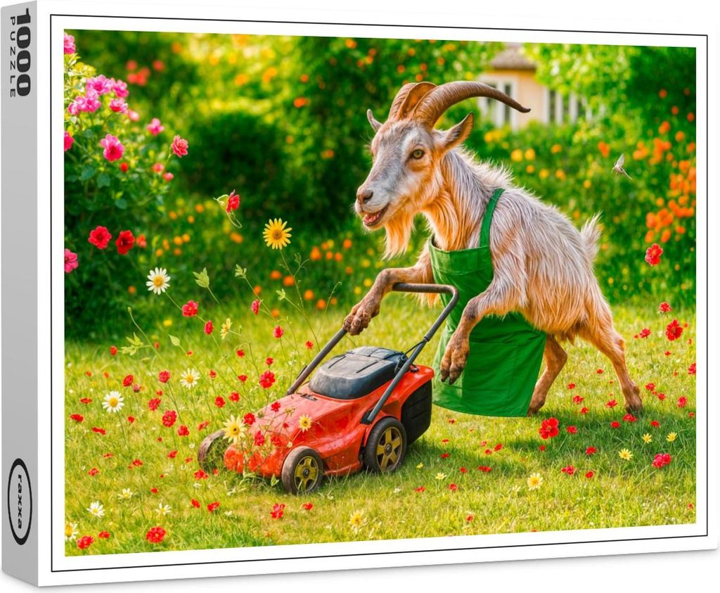 raxxa Premium-Puzzle "Goat Gardener Destroys Flower Garden", 1000 Teile