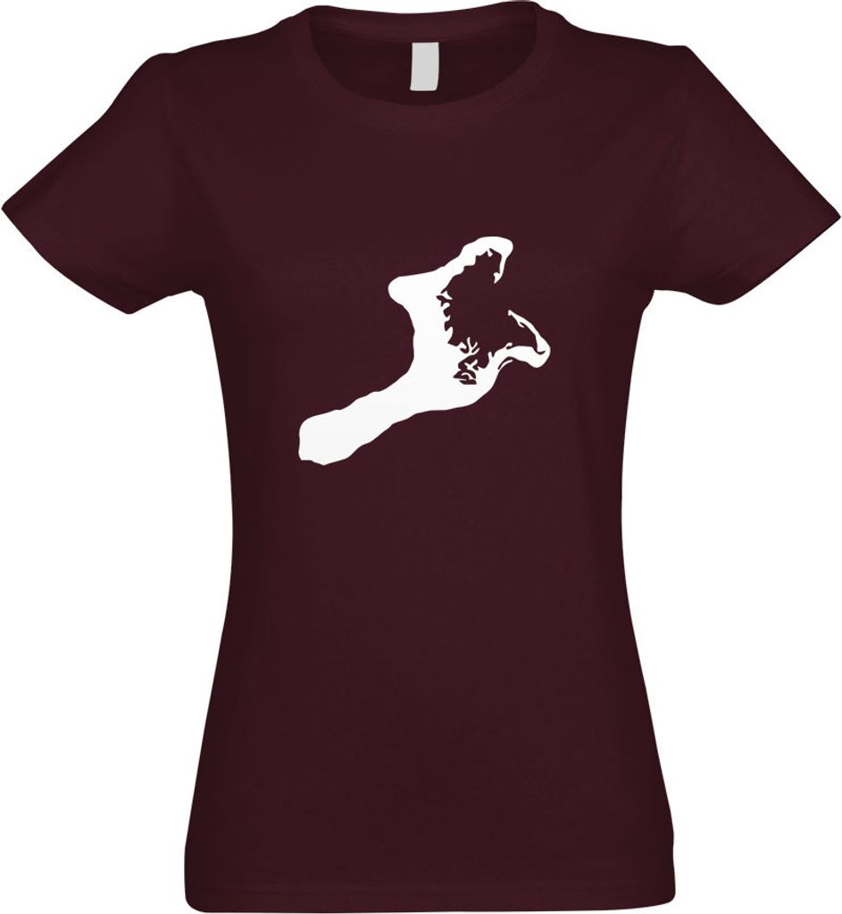 Kiwistar - T-Shirt tailliert - Damen - Burgund - Kiribati Umriss Kontur - mit Motiv Bedruckt - Funshirt Design - Sport - Freizeit - Damen - S