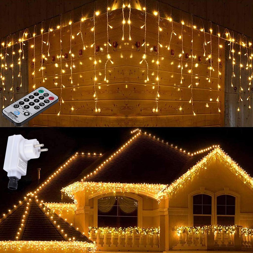 LED Lichterkette Eisregen Eiszapfen Weihnachten Party Innen Außen Beleuchtung 