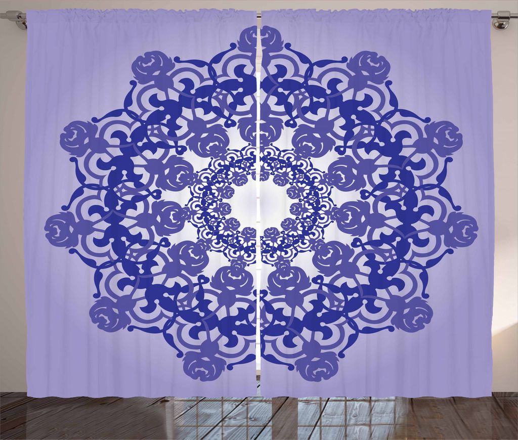 ABAKUHAUS lila Mandala Rustikaler Vorhang, Retro Lacework, Wohnzimmer Universalband Gardinen mit Schlaufen und Haken, 280 x 245 cm, Lavendelblau Ce...