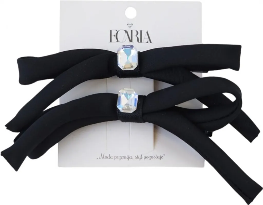 Accessori Capelli Flamenco Mystique: Set 2 Fiocchi Neri 10cm Cristallo