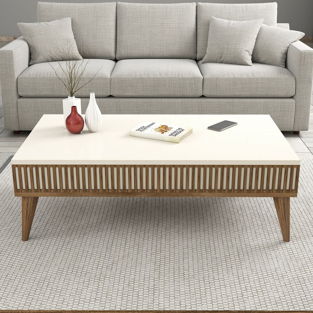 Skye Decor, Milan - Walnut, Cream, Couchtische, Nussbaum, 105 x 34,6 x 60 cm