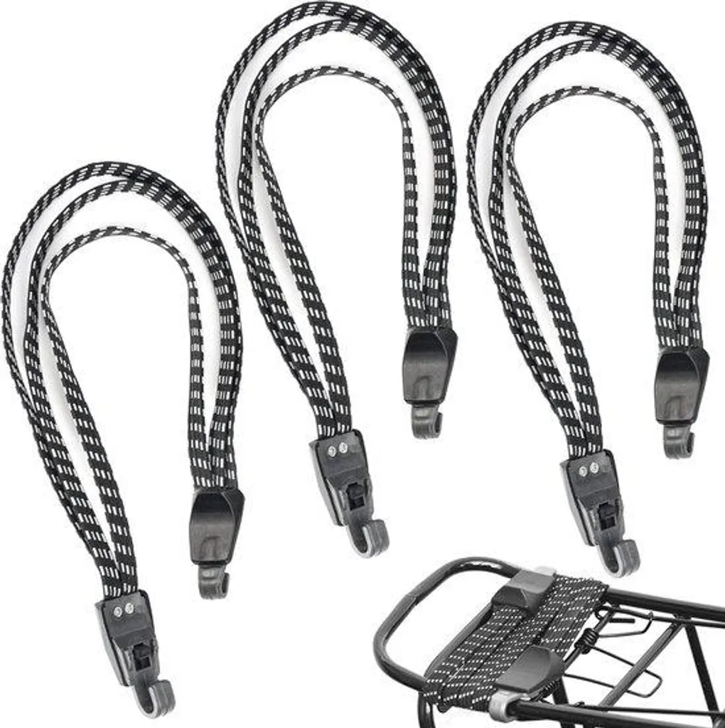 Tendeur élastique vélo 68-120 cm noir pour fixation porte-bagages AR